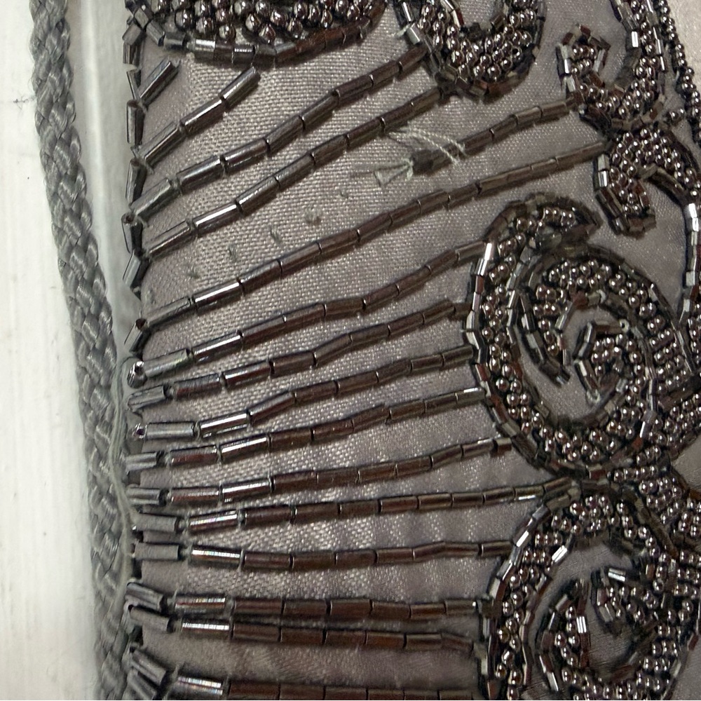 La Régale vintage evening bag-gray with beading and long strap - Picture 5 of 7